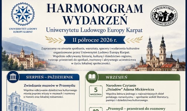 Harmonogram wydarzeń Uniwersytetu Ludowego Europy Karpat