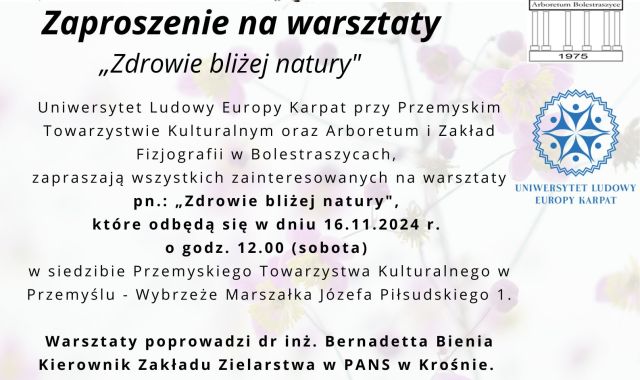 Zaproszenie na warsztaty pt. Zdrowie bliżej natury