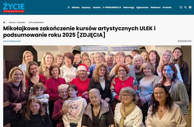 Życie Podkarpackie - Mikołajkowe zakończenie kursów artystycznych ULEK i podsumowanie roku 2025